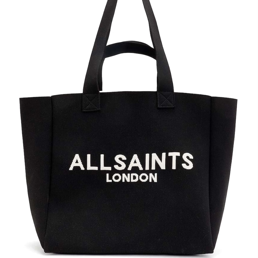 ✨ ALLSAINTS BLACK LOGO-PRINT CANVAS TOTE BAG ✨
